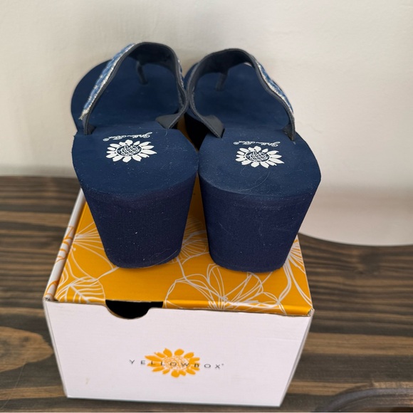 Yellow Box Navy Sandals with Blue Rhinestones - Picture 4 of 5